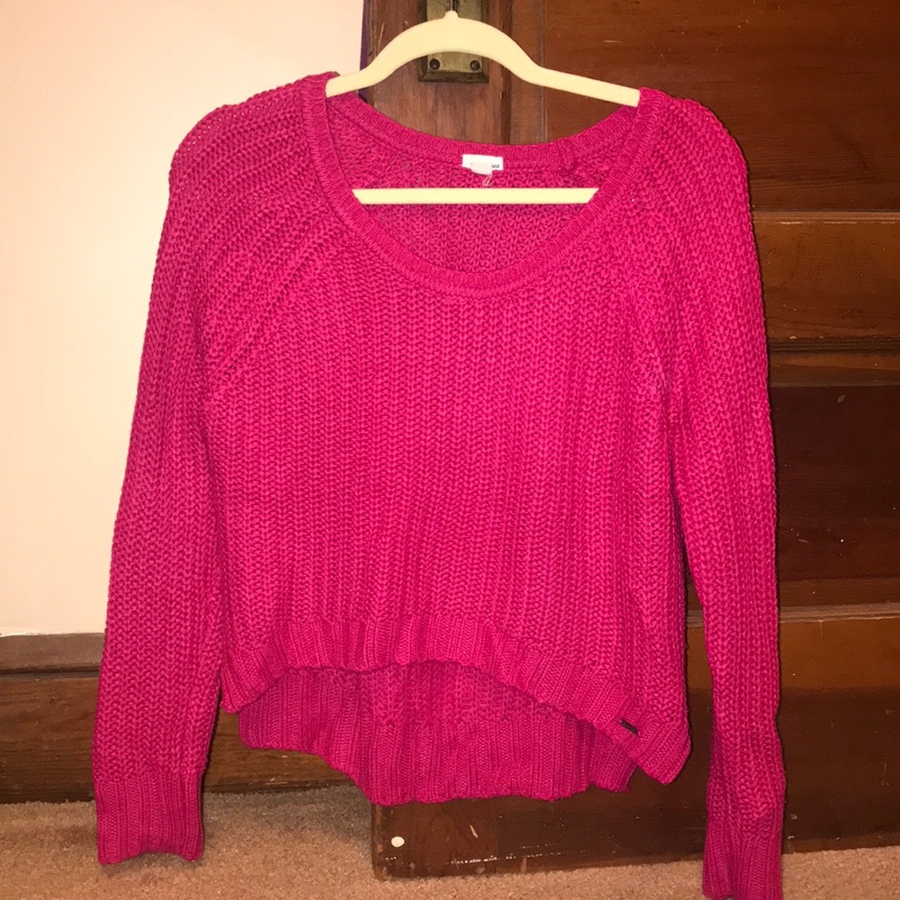 Bright pink cropped Garage Sweater